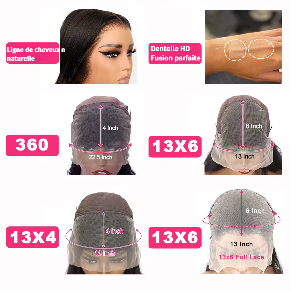 Cheveux naturels avec tulle frontal HD
